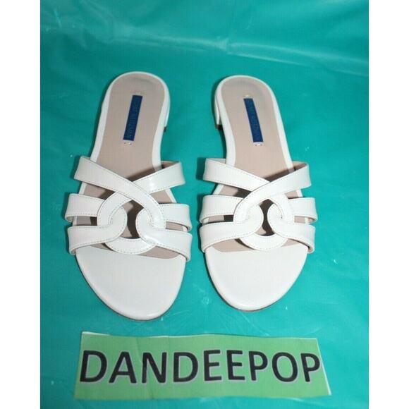 Stuart Weitzman Women's White Cami Sandals Leather Flats Shoes Size 6 CIZW 64218 - Picture 1 of 6